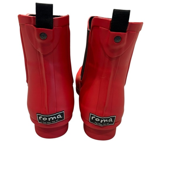 Women’s ROMA Chelsea Matte Red Rain Boots NWOB Size 8 - Picture 2 of 9